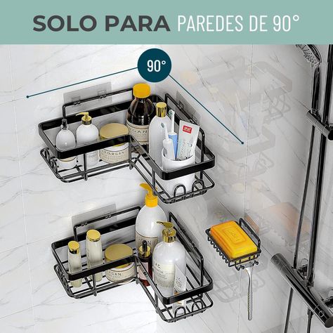 Organizador De Ducha Repisa Baño + Jabonera Set 3 Inoxidable-4