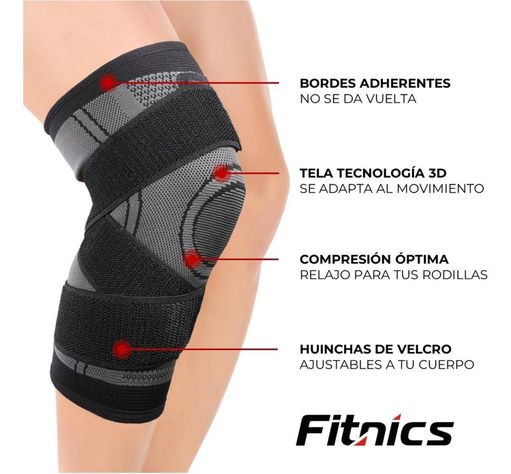 Rodillera Deportiva Compresion Fitnics Set x2 Banda Sujecion gris-3