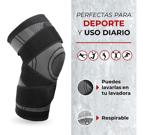 Rodillera Deportiva Compresion Fitnics Set x2 Banda Sujecion gris-4