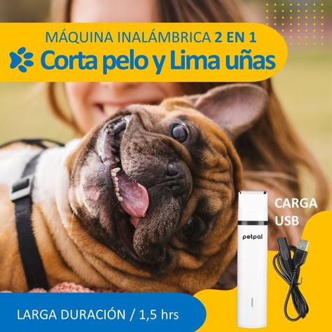 Corta Uñas Corta Pelo Para Perro Gato Set Belleza Recargable-1