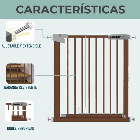 Reja Seguridad Escalera Puerta Ajustable para Bebe Mascotas-2