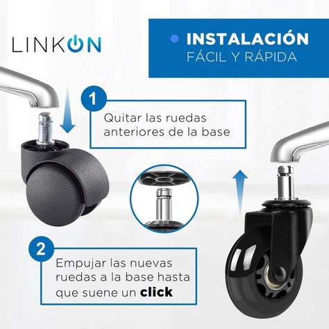 Ruedas Para Silla Escritorio Tipo Roller Set X5 Universales-4