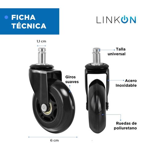 Ruedas Para Silla Escritorio Tipo Roller Set X5 Universales-6