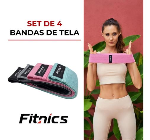 Bandas Resistencia Elasticas Tela Fitnics Ejercicio Set x 4-1