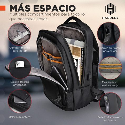 Mochila Notebook Antirrobo Hardley Impermeable Tela Balistic-1