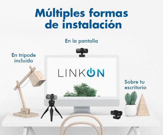 Webcam Camara Web 2K 1440p USB Microfono Tripode Cubre Lente-5