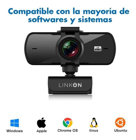 Webcam Camara Web 2K 1440p USB Microfono Tripode Cubre Lente-6