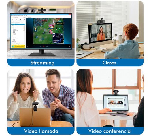 Webcam Camara Web 2K 1440p USB Microfono Tripode Cubre Lente-7