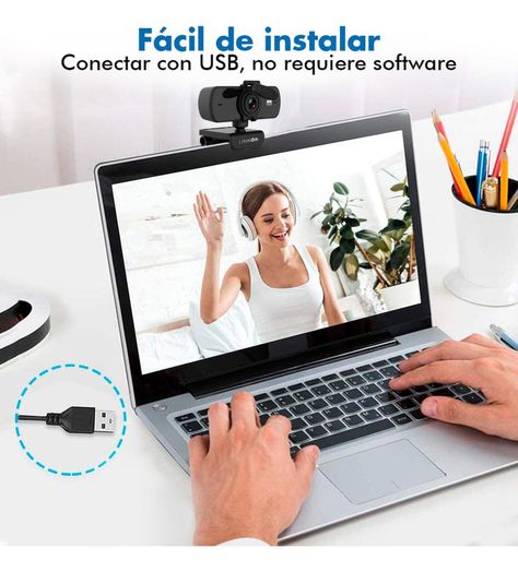 Webcam Camara Web 2K 1440p USB Microfono Tripode Cubre Lente-9