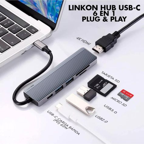 Hub Adaptador Usb Tipo C 6 En 1 Para Mac Macbook Windows-2