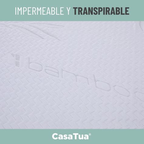 Cubre Colchon Protector Impermeable Bambú blanco-5