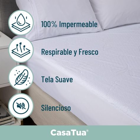 Cubre Colchon Protector Impermeable Bambú blanco-6