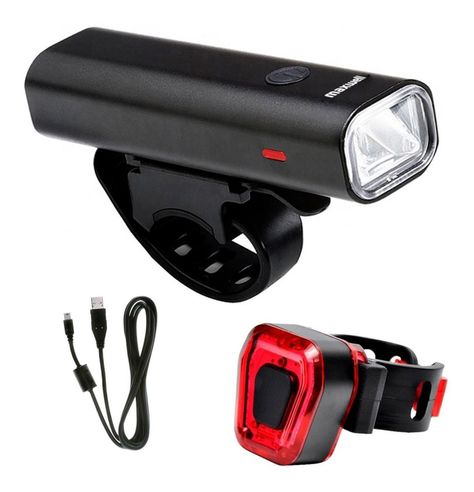 Luz Bicicleta Set Delantera Trasera Usb Maxwell Impermeable-0