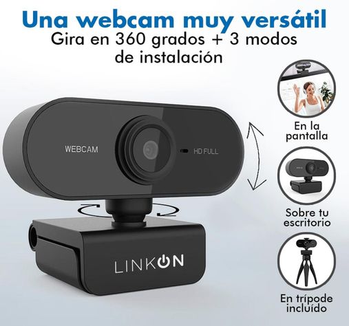 Webcam Camara Web FullHD 1080p USB Microfono Tripode-5