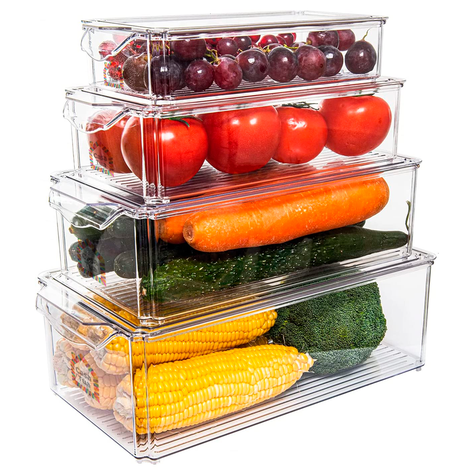 Organizador Refrigerador Cocina Contenedores Con Tapa Set 4-0