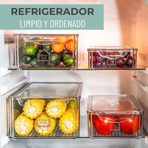 Organizador Refrigerador Cocina Contenedores Con Tapa Set 4-1