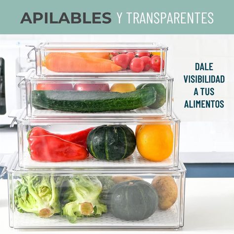Organizador Refrigerador Cocina Contenedores Con Tapa Set 4-2