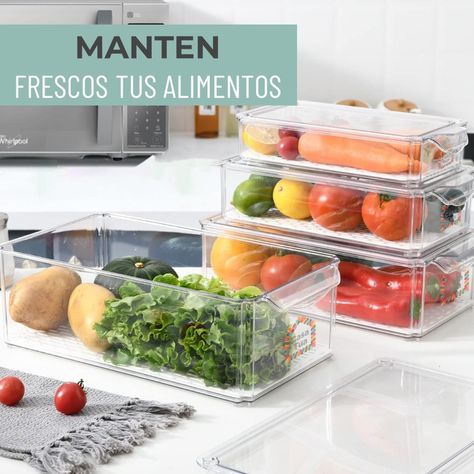 Organizador Refrigerador Cocina Contenedores Con Tapa Set 4-4