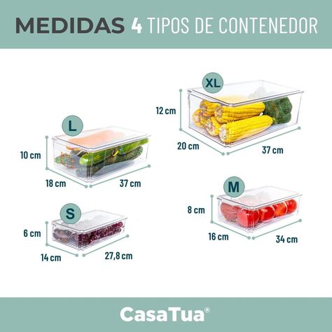Organizador Refrigerador Cocina Contenedores Con Tapa Set 4-5
