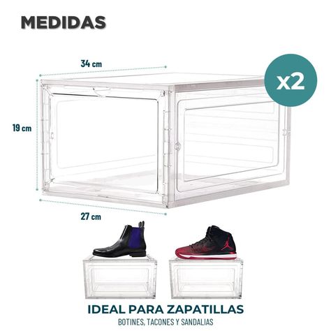 Caja Organizadora De Zapatos Set X2 Banhaus Apilable Premium-7