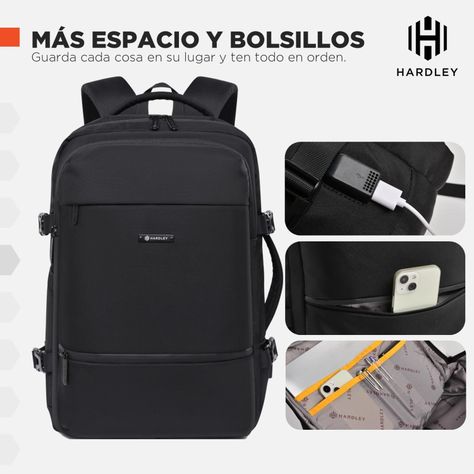 Mochila Notebook Hardley Viaje Avion Impermeable Antirrobo-3