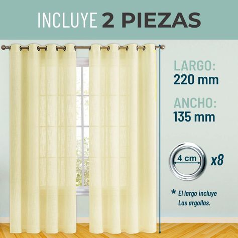 Cortina Velo Visillo 2 Paños 140x220cm Textura Lino Casatua-4