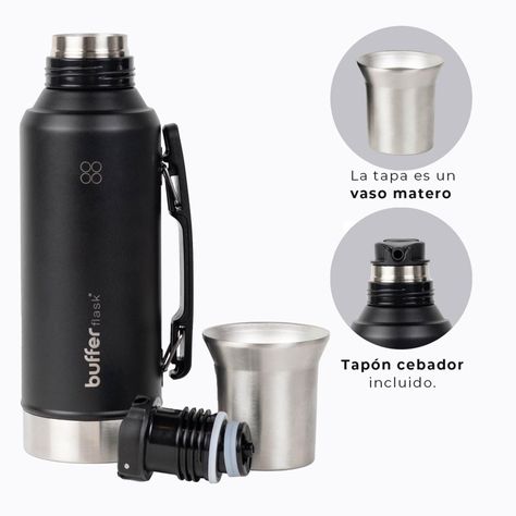 Termo Mate Set Matero Buffer 1,2L Acero Inox + Vaso y Tapa-5