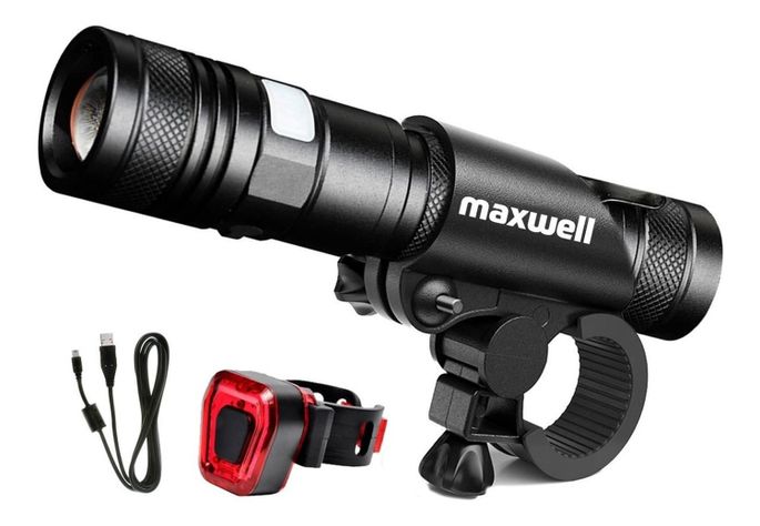 Luz Bicicleta Set Delantera +Trasera Usb Impermeable Maxwell-0
