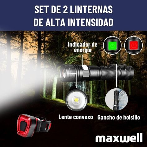 Luz Bicicleta Set Delantera +Trasera Usb Impermeable Maxwell-2