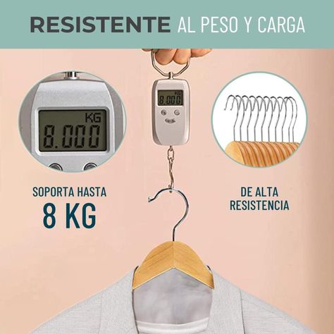 Colgadores de Ropa Madera Set 10 Ganchos Antideslizante-6