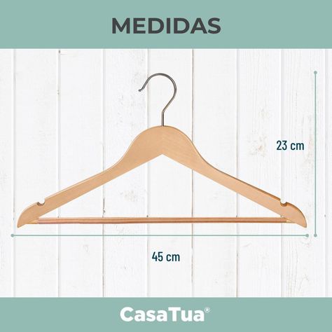 Colgadores de Ropa Madera Set 10 Ganchos Antideslizante-8