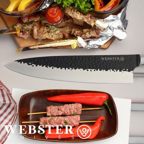 Cuchillo Acero Premium Parrillero Cocina Chef Asado Martillado Silver-1