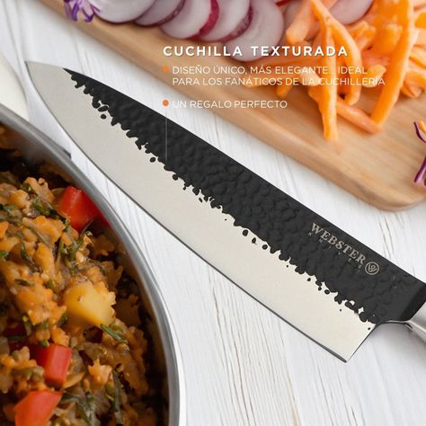Cuchillo Acero Premium Parrillero Cocina Chef Asado Martillado Silver-5