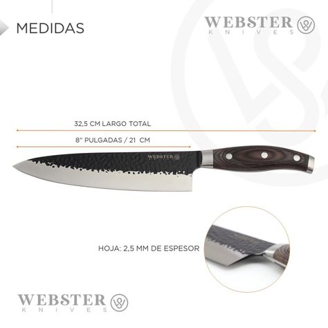 Cuchillo Acero Premium Parrillero Cocina Chef Asado Martillado Silver-6