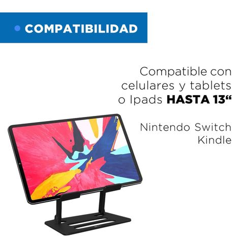 Soporte Tablet Para iPad Celular Escritorio Aluminio Movible-7
