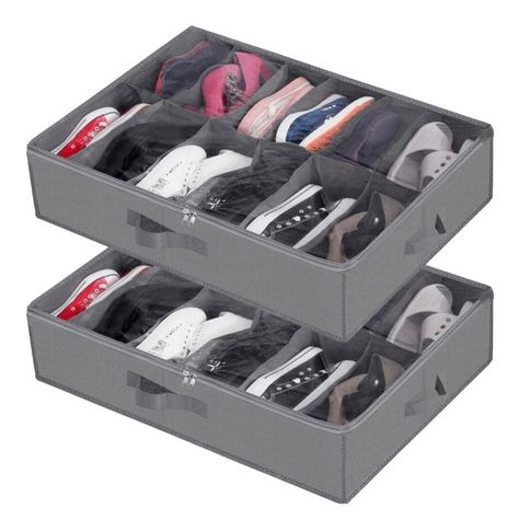 Organizador Zapatos Bajo Cama Almacenamiento Zapatero 24 Pares-0