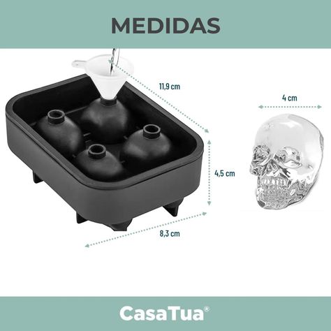 Cubetas Hielo Cubetera Molde Silicona Calavera CasaTua Set 3-7