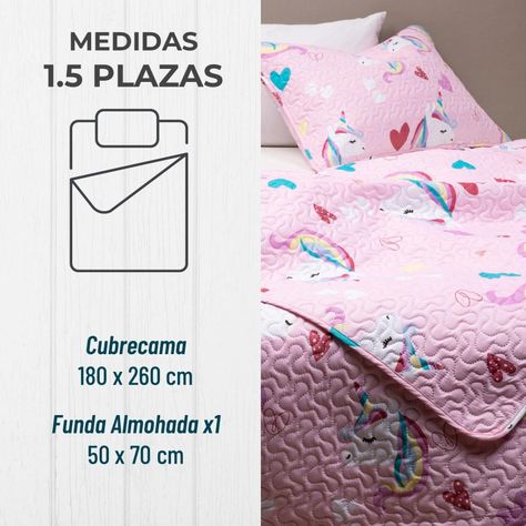 Cubrecama Quilt Reversible+funda Almohada 1,5P Niño Niña-2