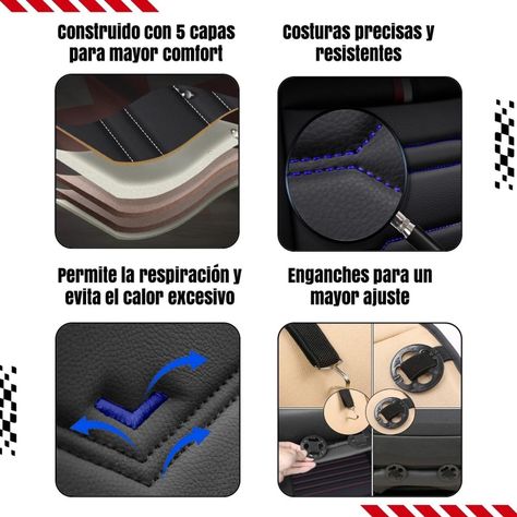 Funda Cubre Asiento Auto Eco-Cuero Set Completo Universal-6