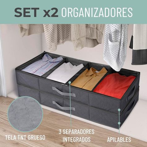 Organizador Bajo Cama Almacenamiento de Ropa CasaTua Set x 2-1