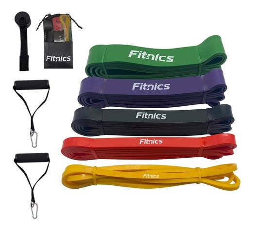 Power Band Bandas Elasticas Resistencia Fitnics Set 5 + Acc-0
