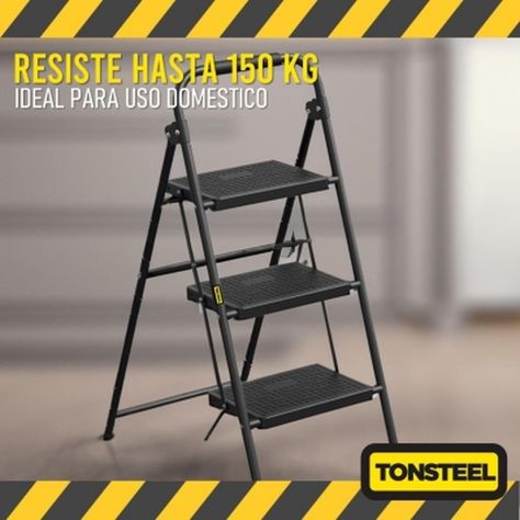 Escalera Plegable Multiuso Tonsteel 3 Peldaños Resistente-2