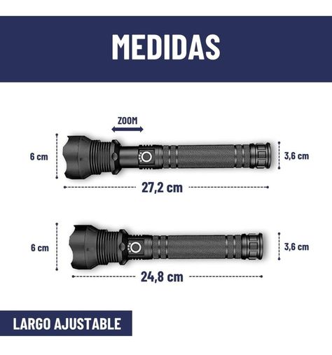 Linterna Led Tactica Maxwell Recargable Zoom Alcance 700m-7