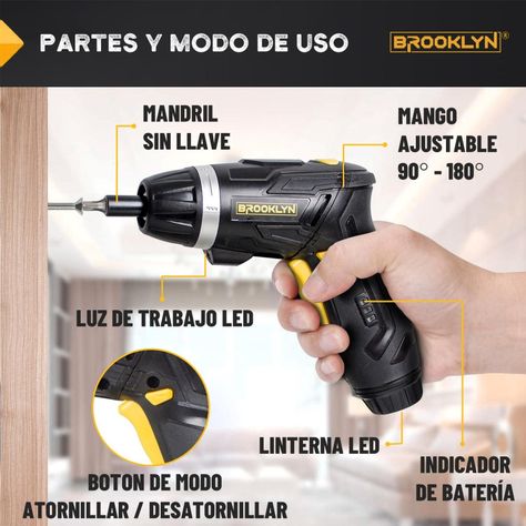 Atornillador Inalambrico 4V Brooklyn +Maleta + 45 Accesorios-1