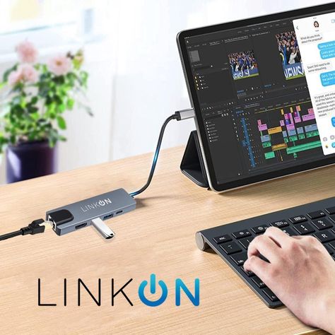 HUB USB-C 5 en 1 con entrada RJ45 de alta velocidad LinkOn-9