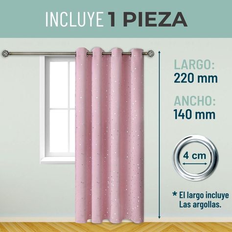 Cortina Niña Niño Semi Blackout Casatua Un Paño 140x220cm rosa claro-6