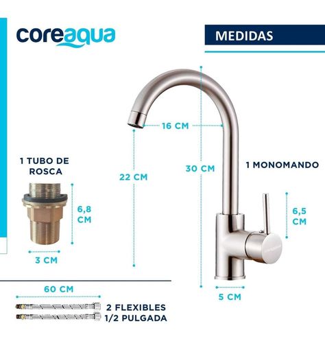 Llave Monomando Lavaplatos Griferia Cocina Premium Coreaqua-7