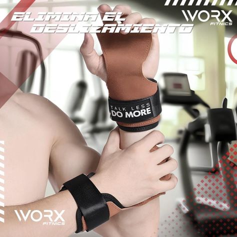 Muñequeras Grips Calleras Cuero Worx Levantamiento Pesas x2-2