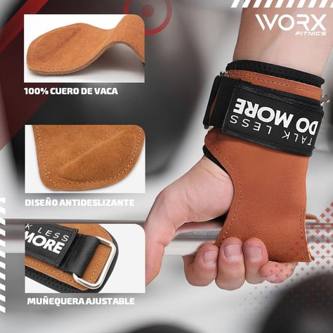 Muñequeras Grips Calleras Cuero Worx Levantamiento Pesas x2-4