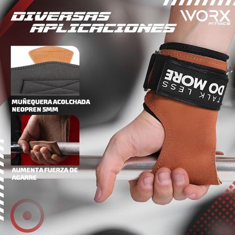 Muñequeras Grips Calleras Cuero Worx Levantamiento Pesas x2-5